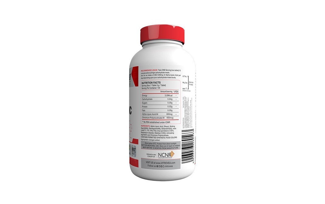 Vitrovea Carb Control Alpha Lipoic Acid+ Double Strength   Plastic Bottle  60 pcs